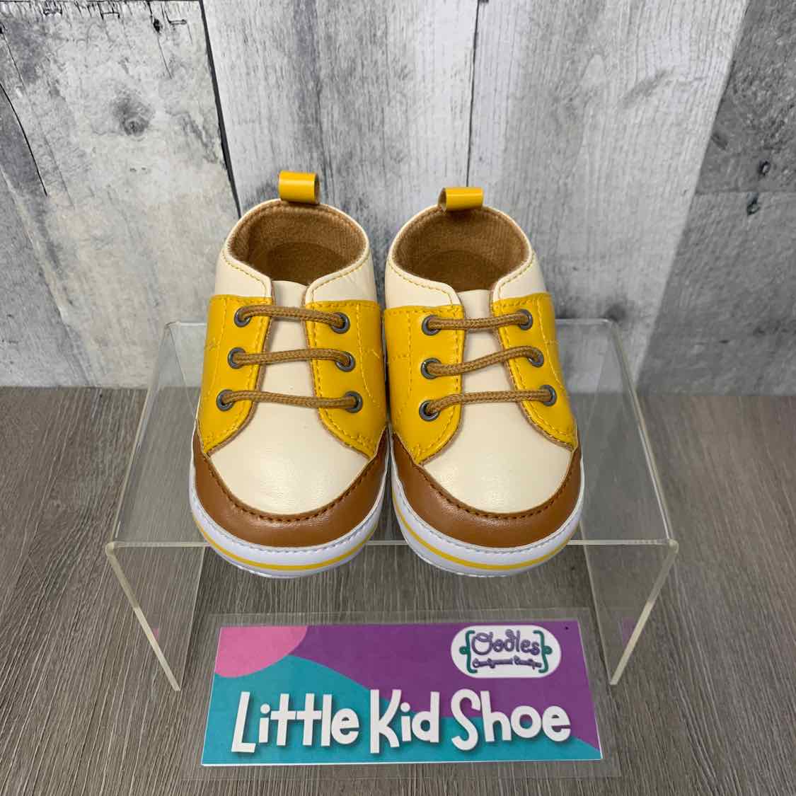 Size 3 Tan/Yellow Little Me Soft Sole Shoes