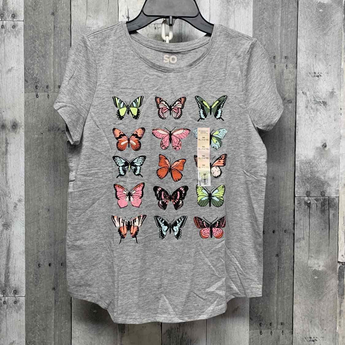 Size 14/16 Gray Graphic SO Short Sleeve Shirt - OodlesCB
