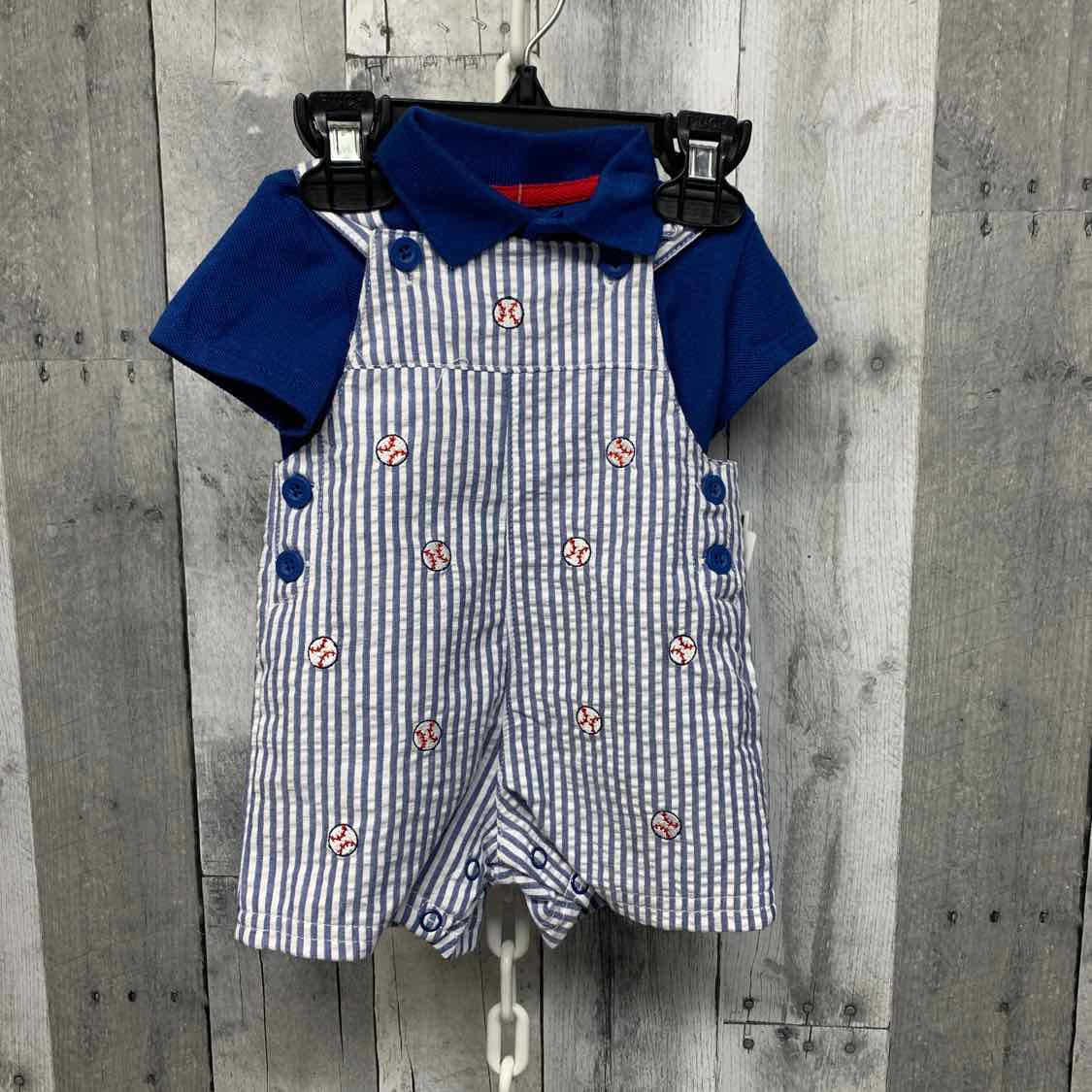 Size 3 Months Navy Striped Little Me Shirt/Shorts