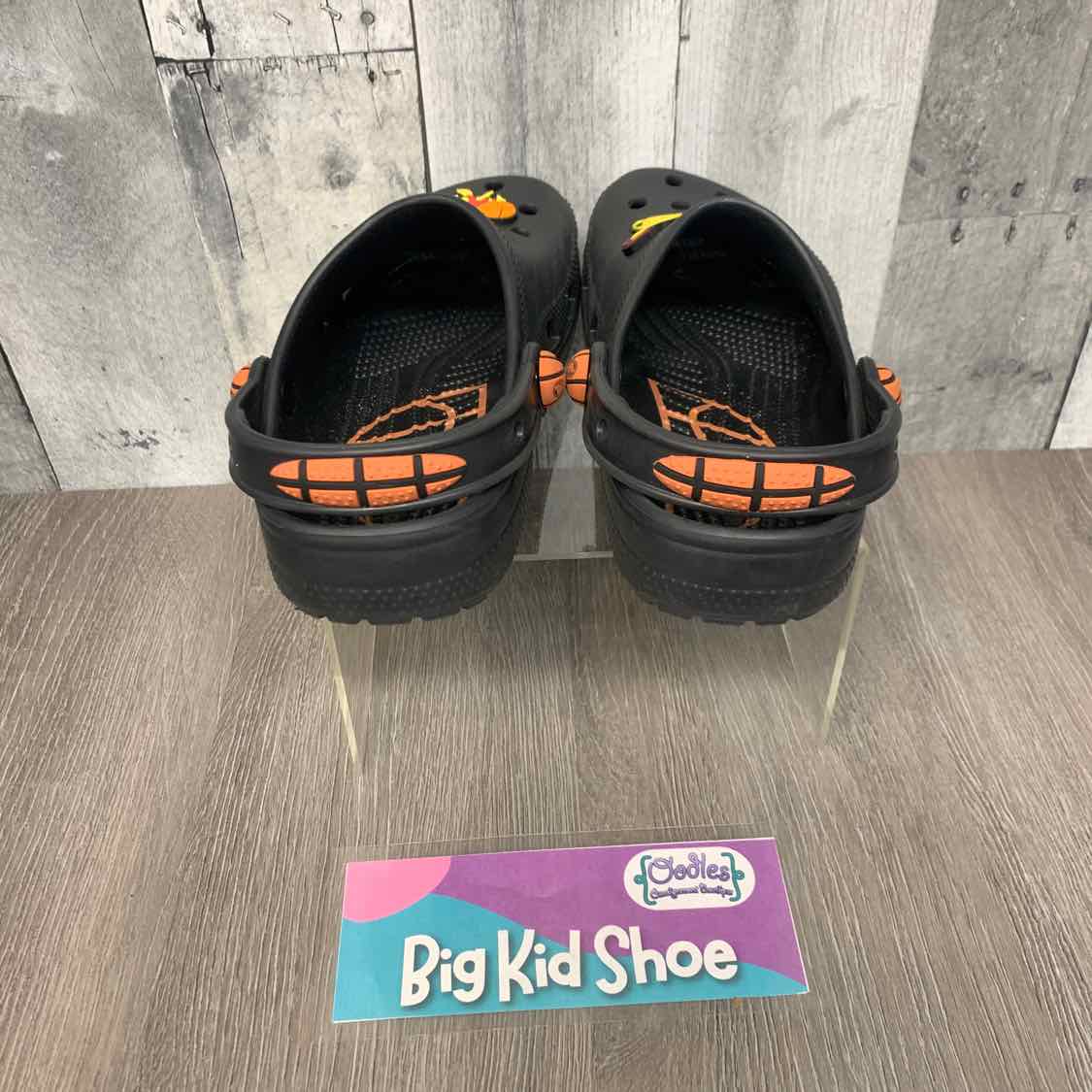Size 2 Black Print Crocs Water Shoes