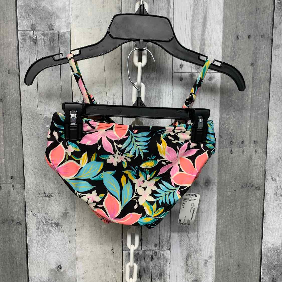 Size 8 Black Floral Print Art Class Swim Suit - 2pc+