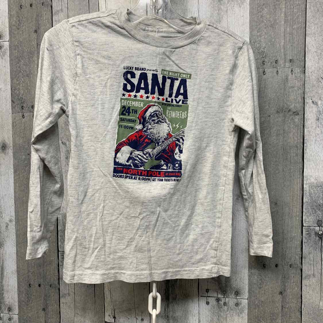 Size 6 Gray Graphic Lucky Brand Long Sleeve Shirt