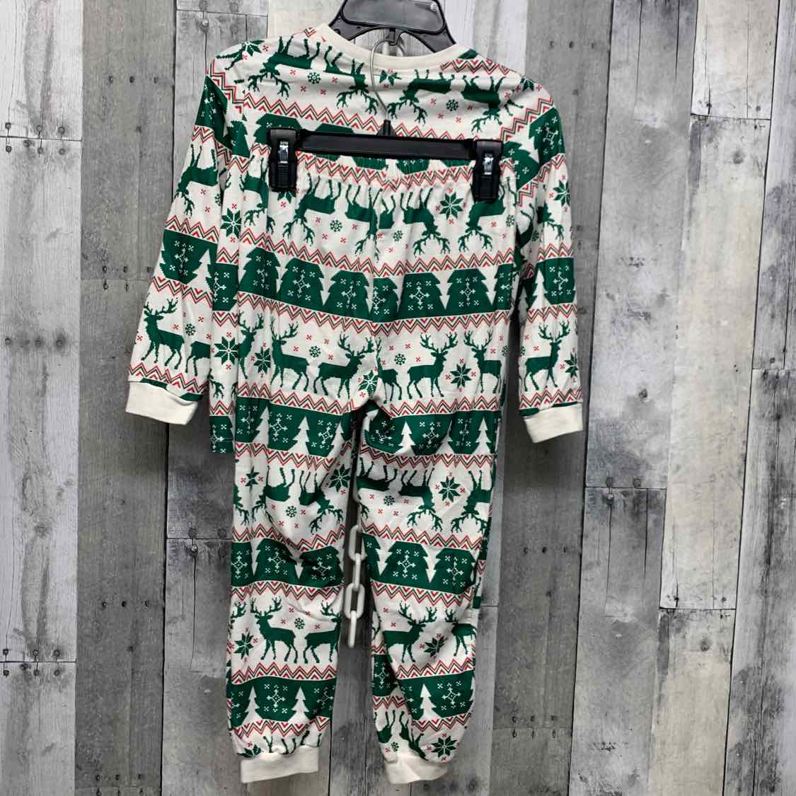 Size 6/7 Green/White B Brand 2pc PJs