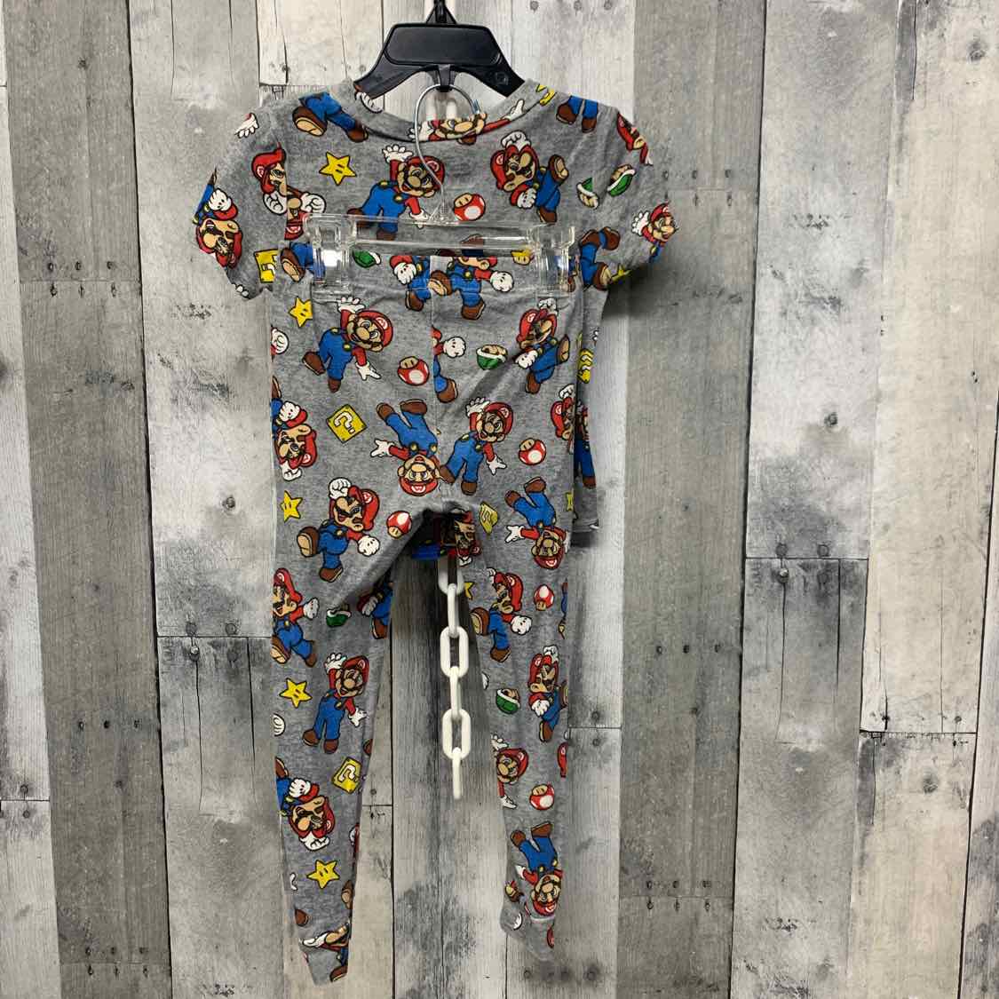 Size 4 Gray Print Super Mario 2pc PJs
