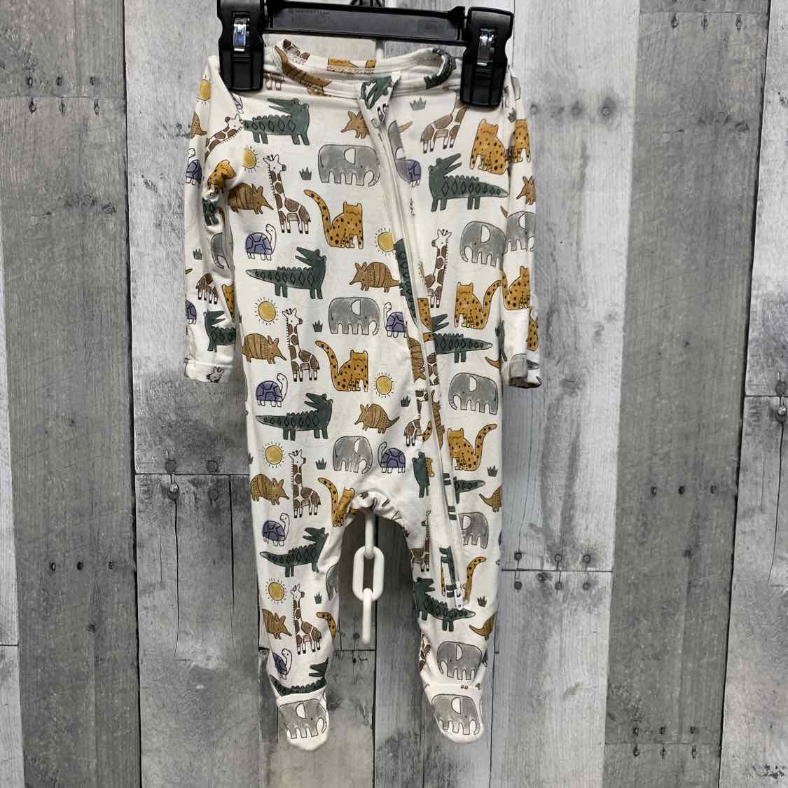 Size 0-3 Months White Print Bamboo Footy PJs