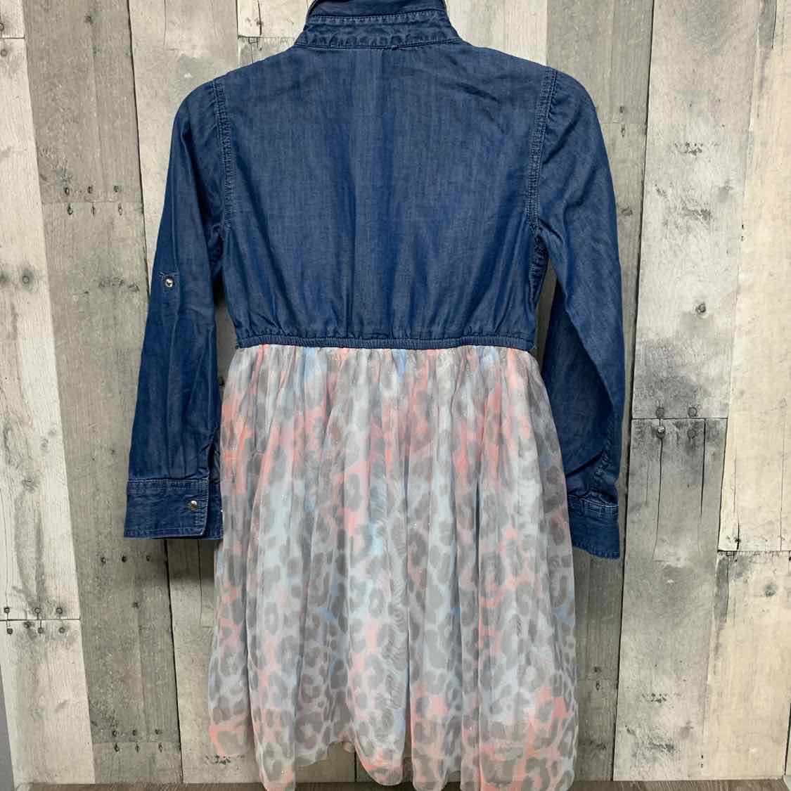 Size 7 Denim/Pink Justice LS Dress
