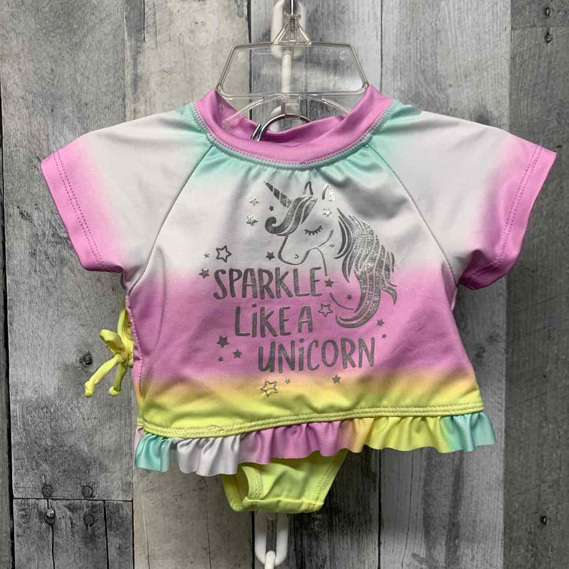 Size 12 Months Purple/Yellow B Brand Swim Suit - 2pc+
