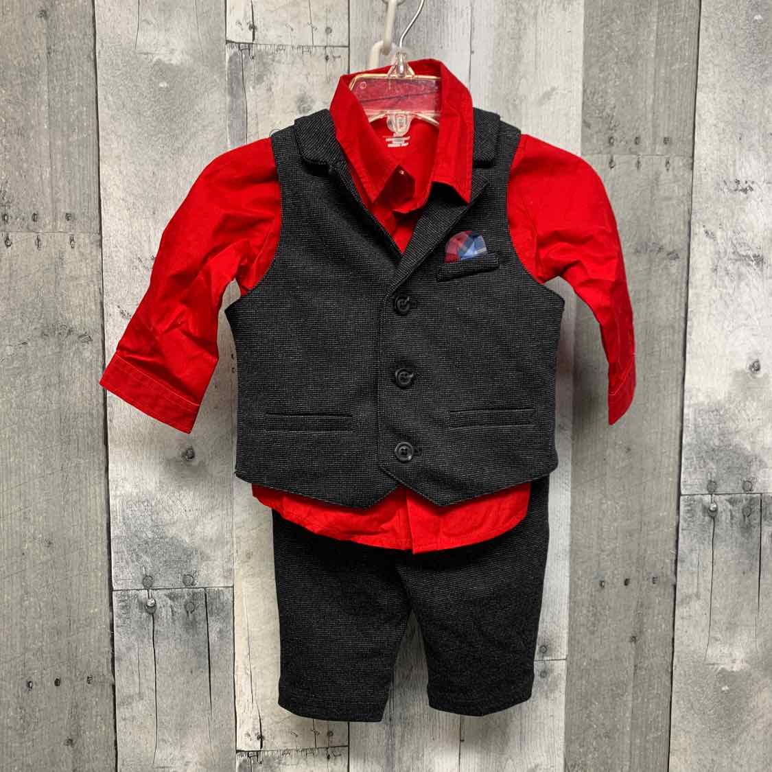 Size 3-6 Months Red/Gray Wonder Nation 2pc+ Suit