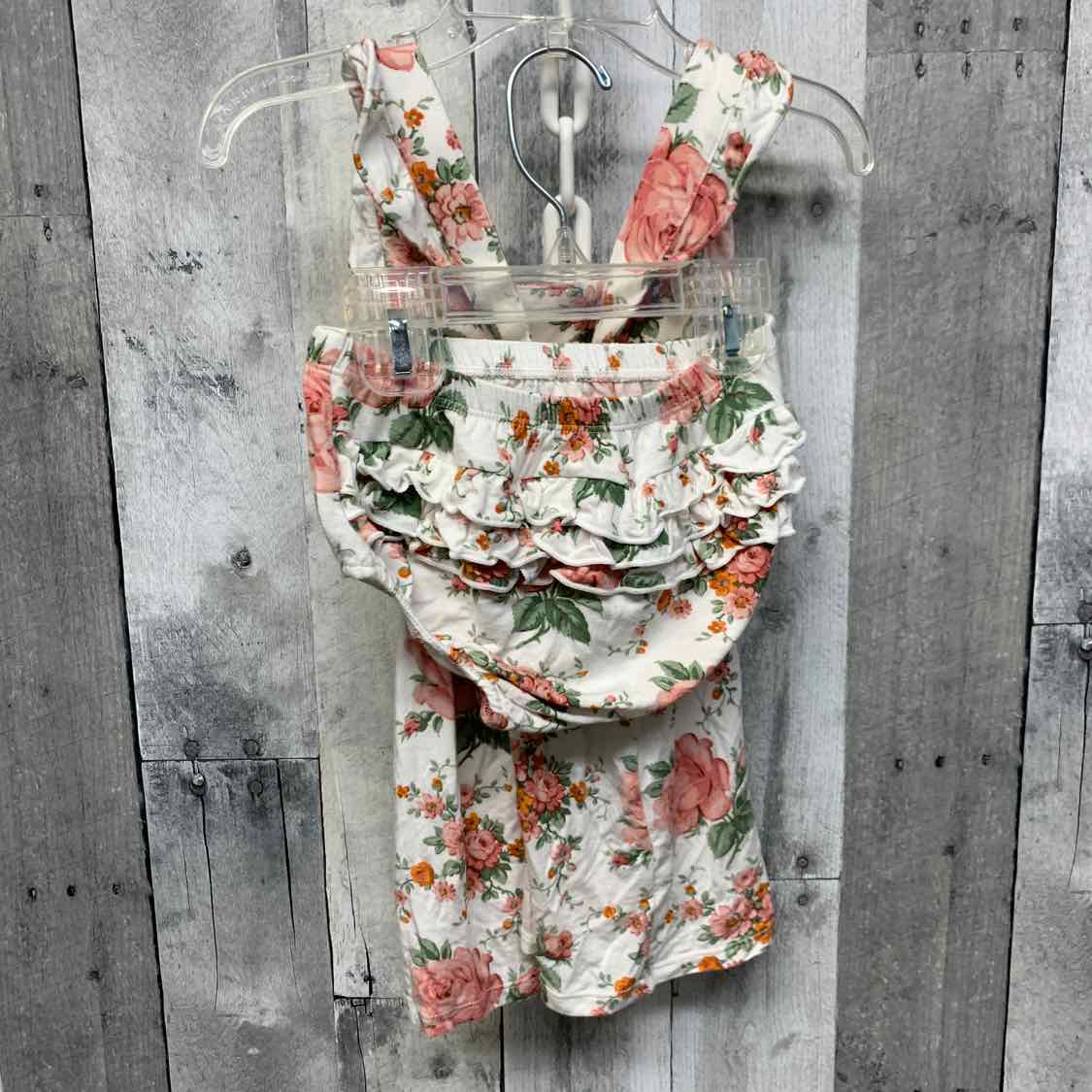 Size 12-18 Months White/Pink Bamboo 2pc Dress