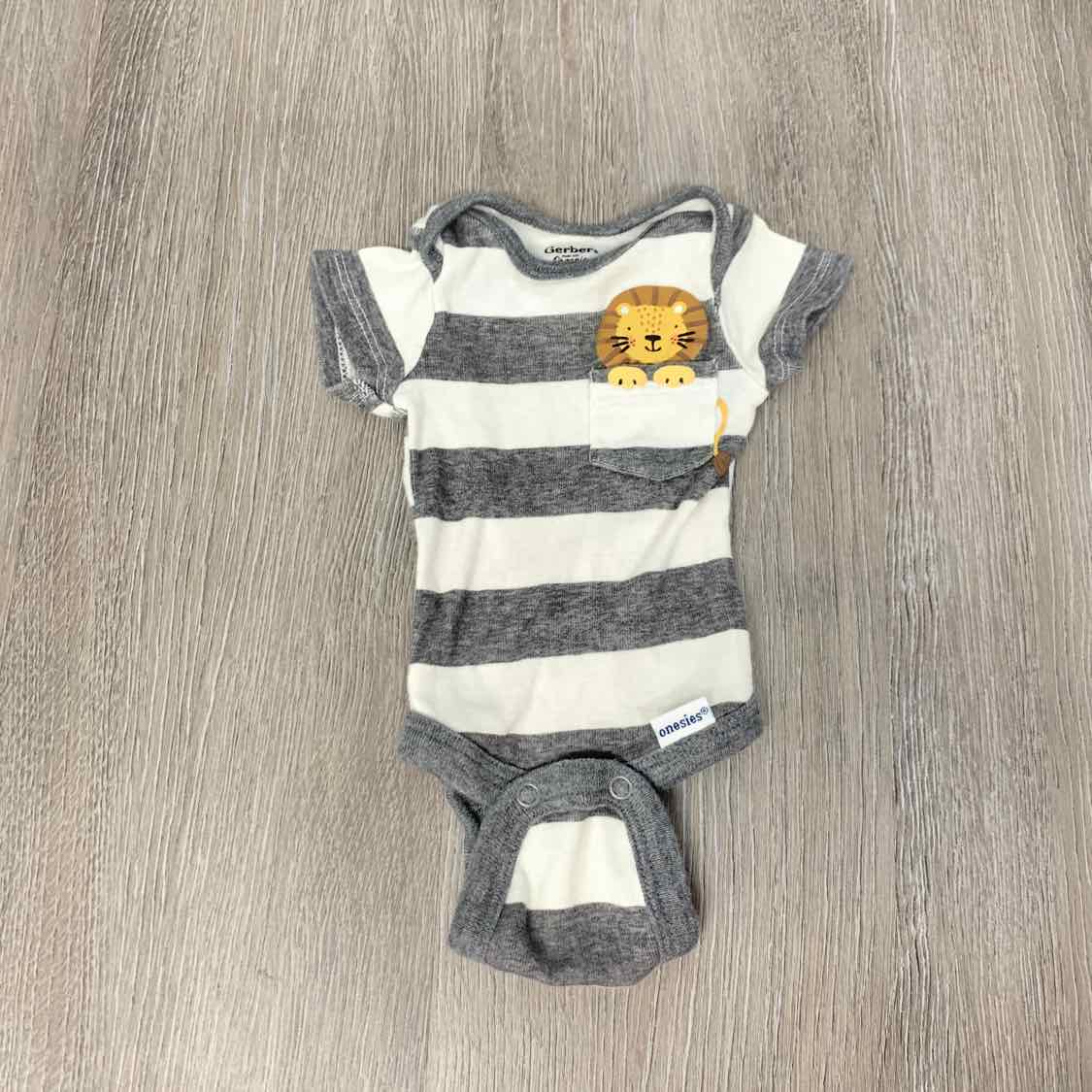 Size Preemie Gray Striped Gerber Bodysuit - OodlesCB