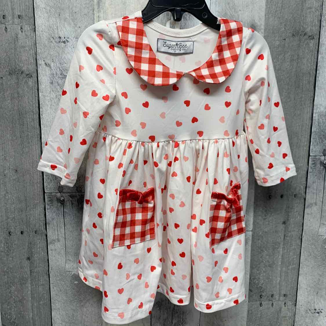 Size 2T White/Red B Brand LS Dress