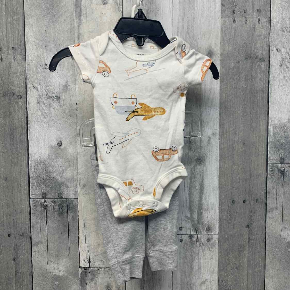 Size Newborn White/Gray Carter's Shirt/Pants - OodlesCB