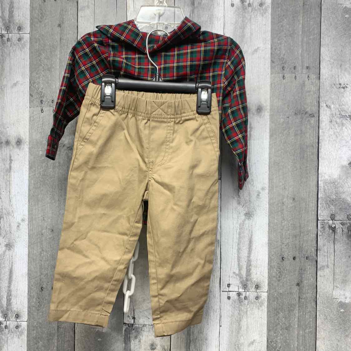 Size 12 Months Red/Tan Carter's Shirt/Pants