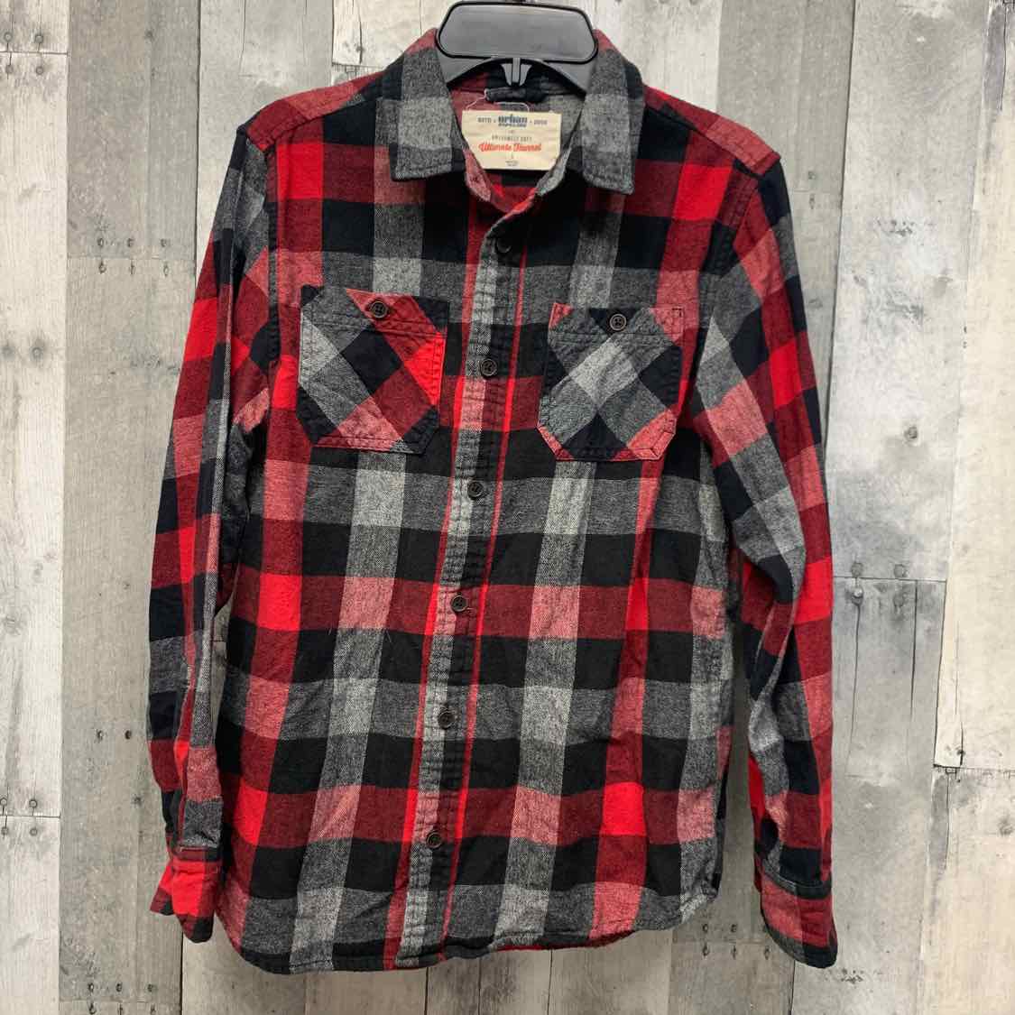 Size Large Gray/Red Urban Pipeline LS Button Up