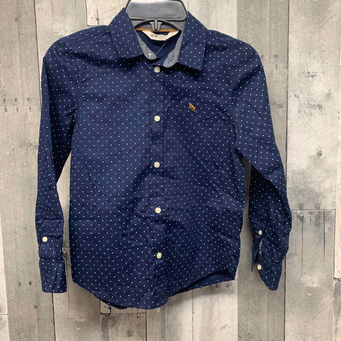 Size 7 Navy/White H&M LS Button Up