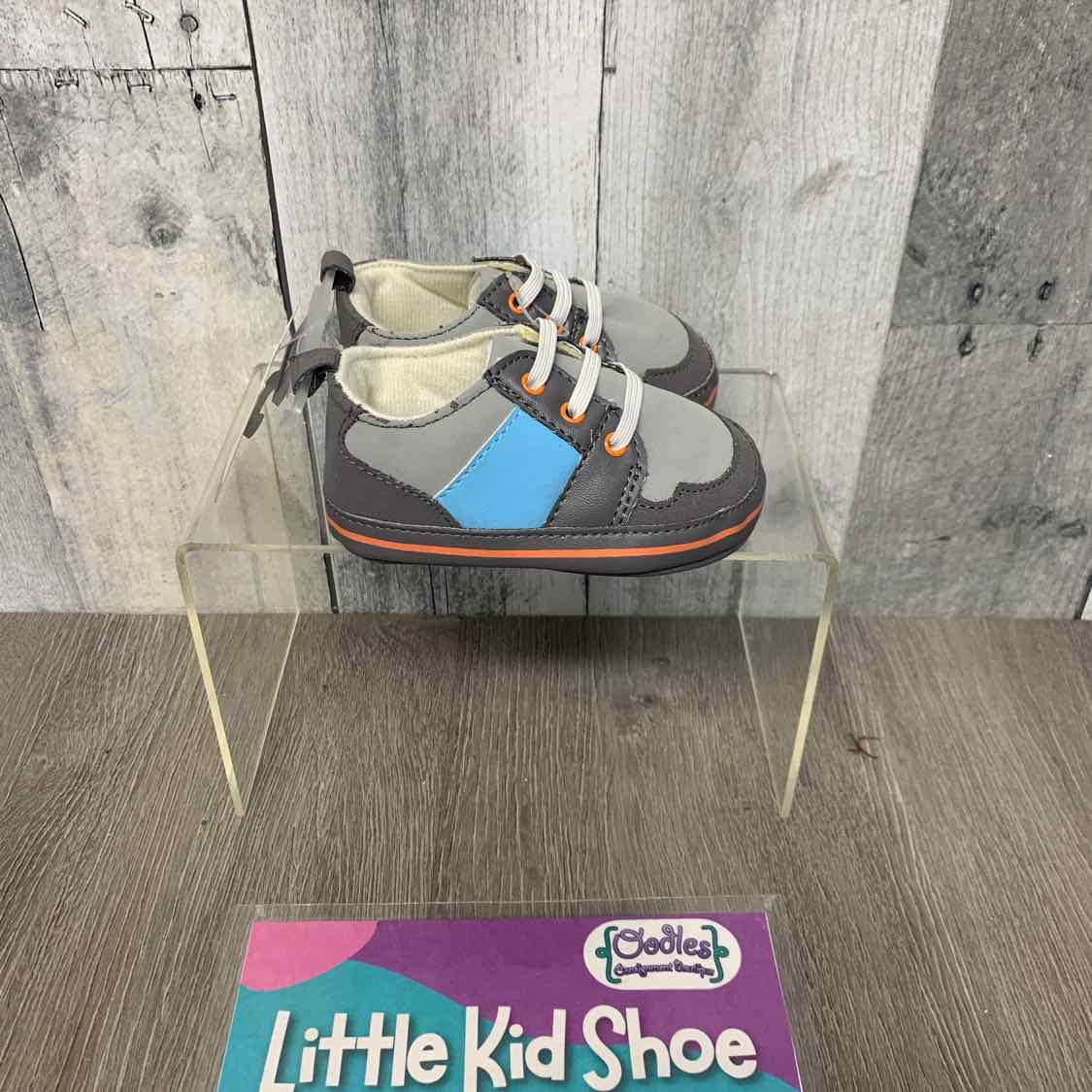 Size 3-6 Months Gray/Blue Child of Mine Soft Sole Shoes
