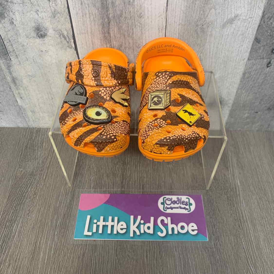 Size 5 Orange Print Crocs Water Shoes