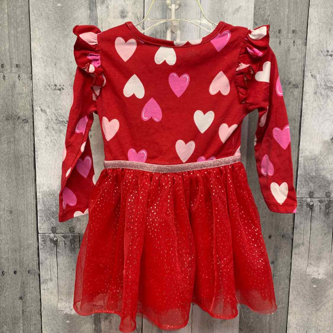 Size 2T Red Print Holiday Brands LS Dress