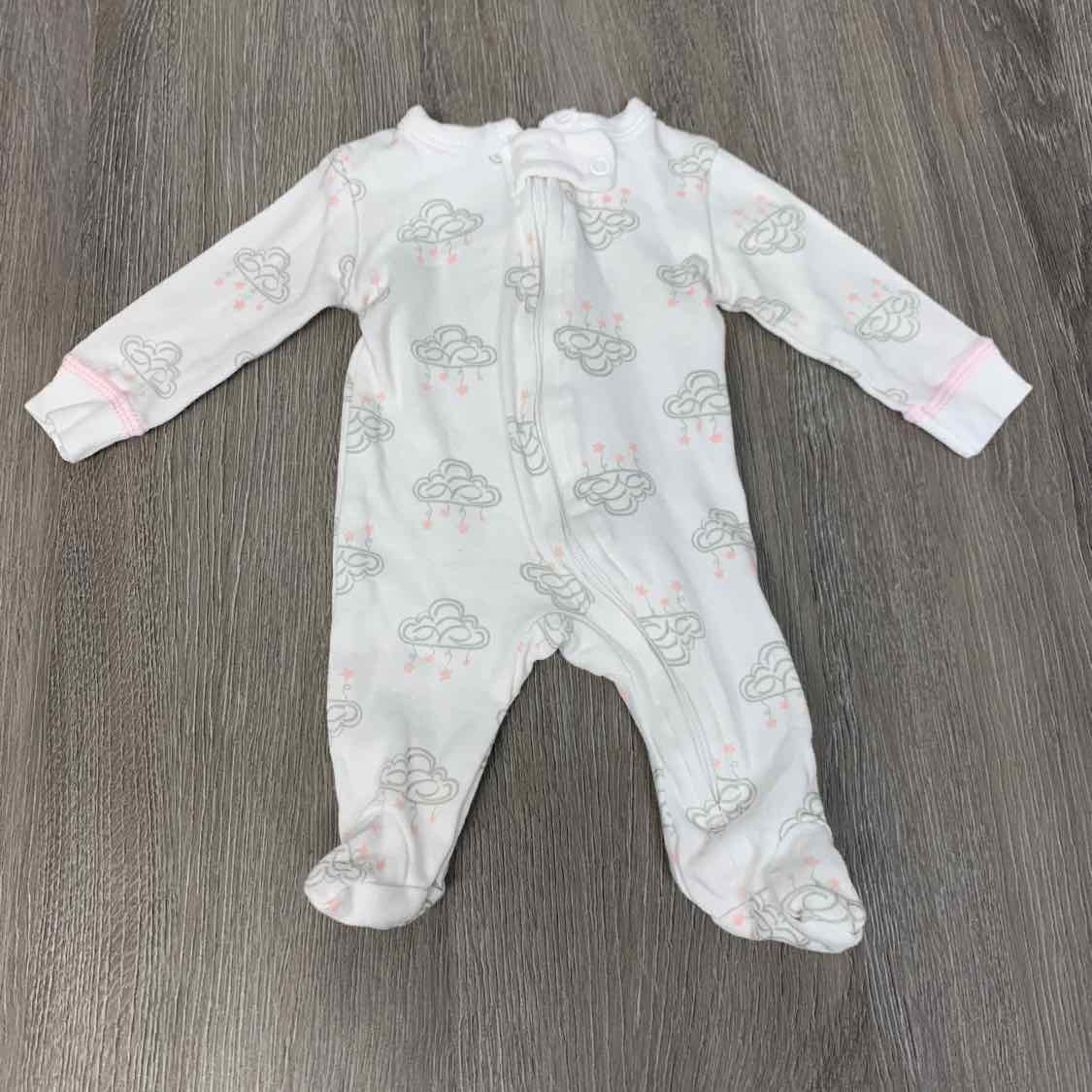Size Preemie White Print B Brand Footy PJs