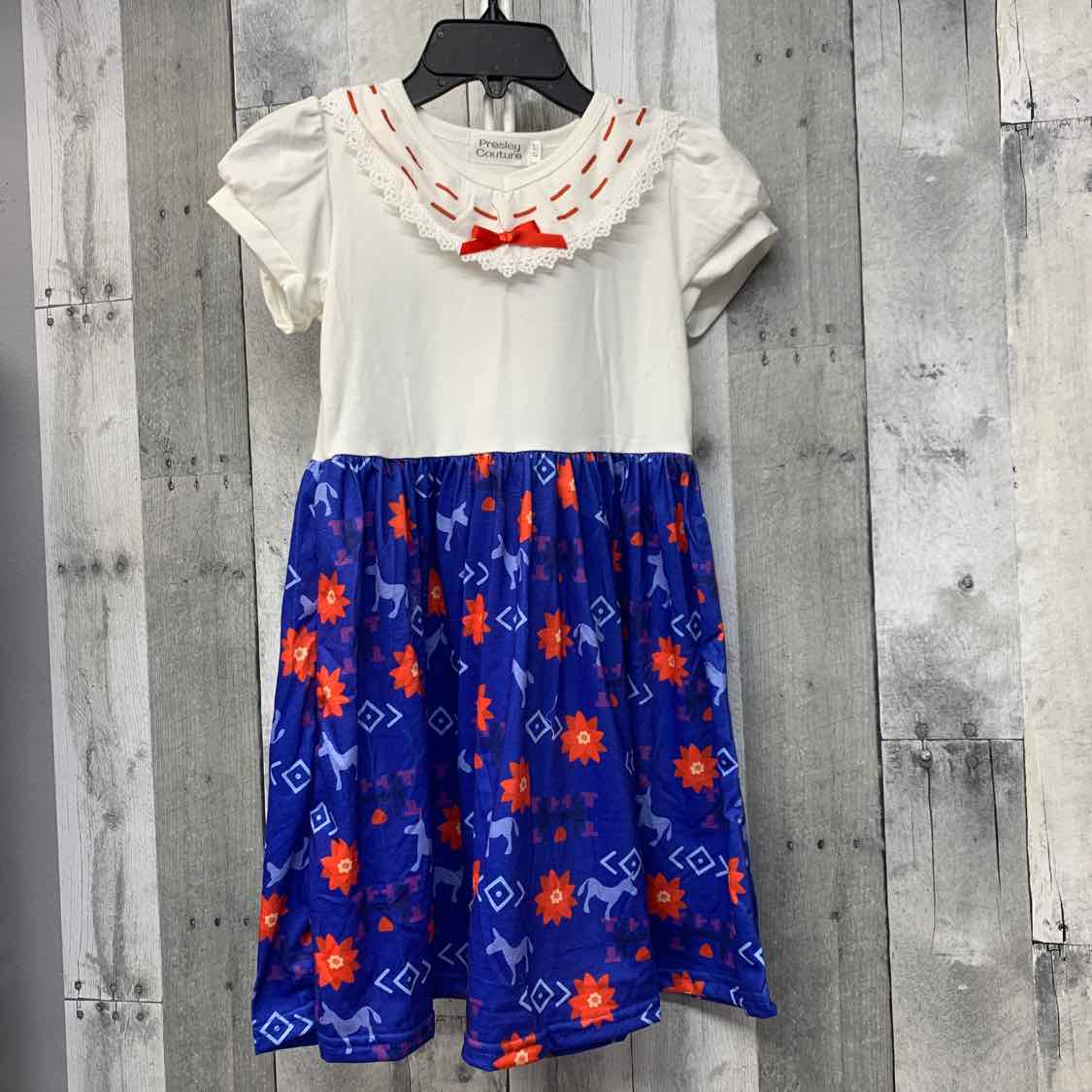 Size 4/5 White/Blue Presley Couture Dress