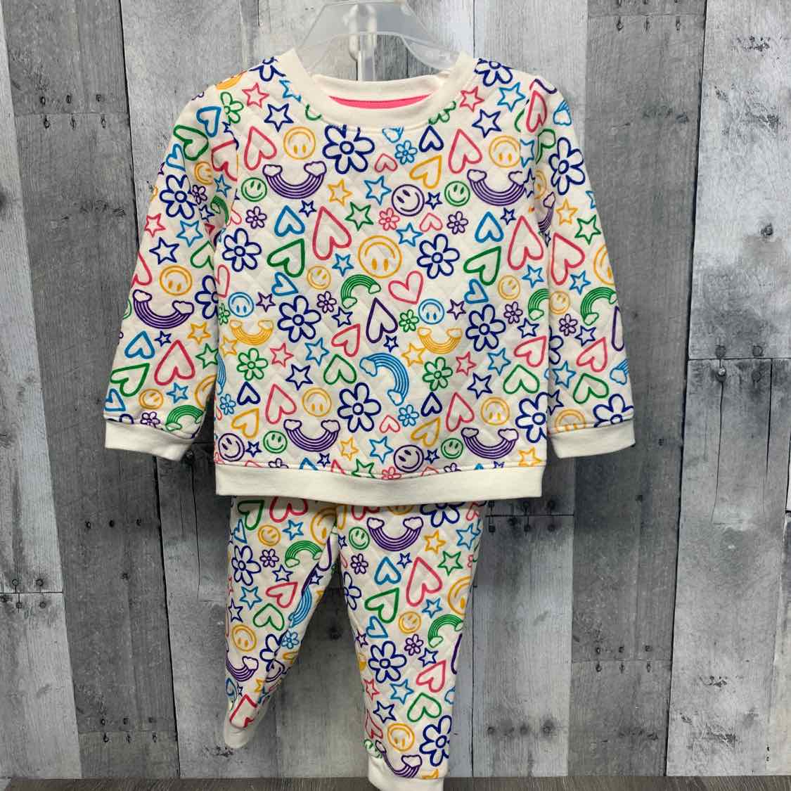 Size 24 Months White Print Kidgets Sweats - 2pc