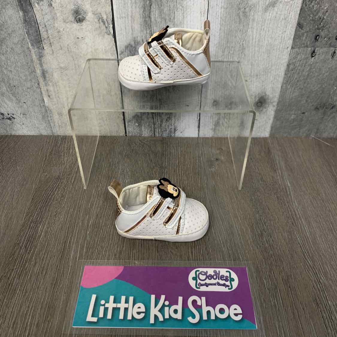 Size 0-3 Months White/Gold Disney Soft Sole Shoes