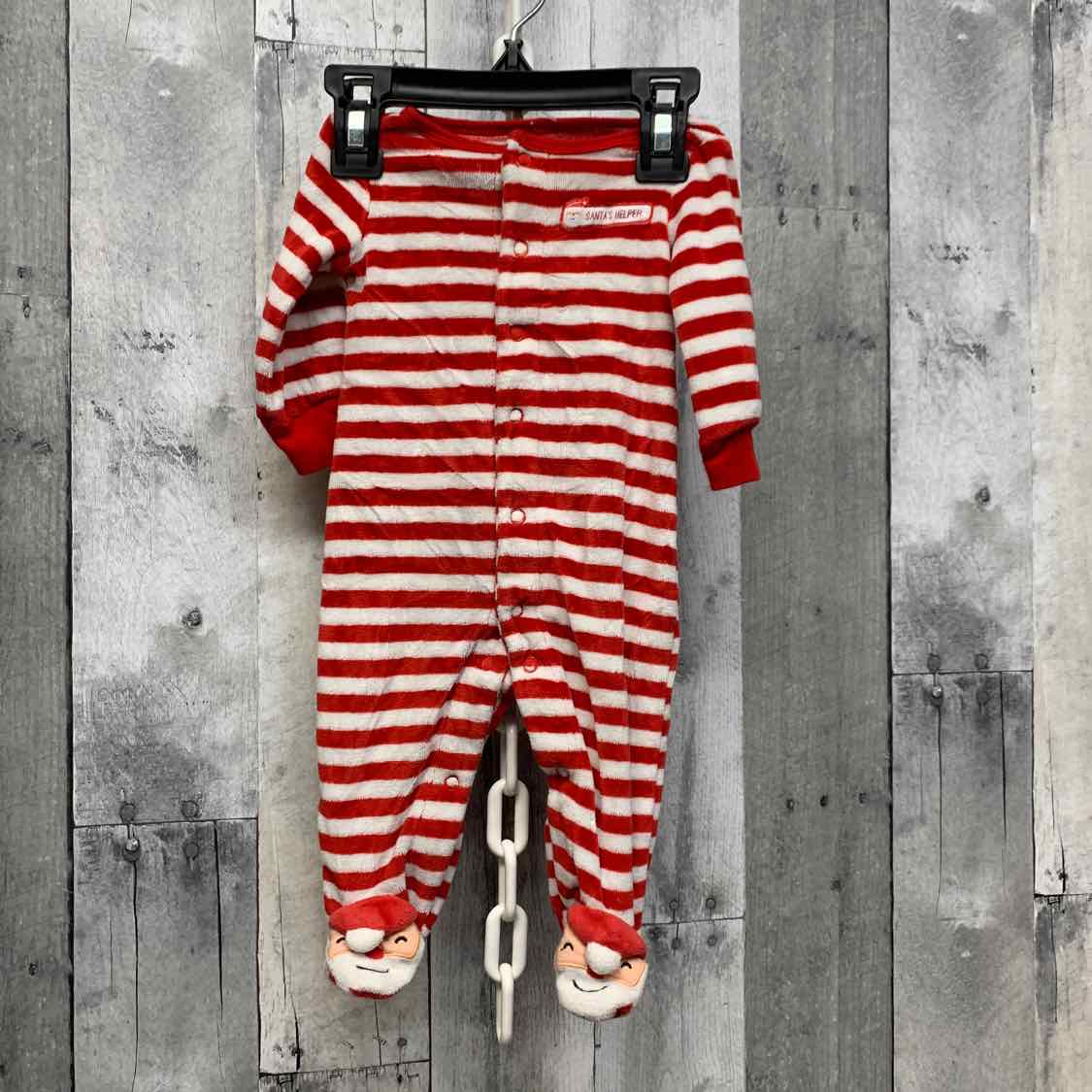 Size 3 Months Red Striped Carter's Footy PJs