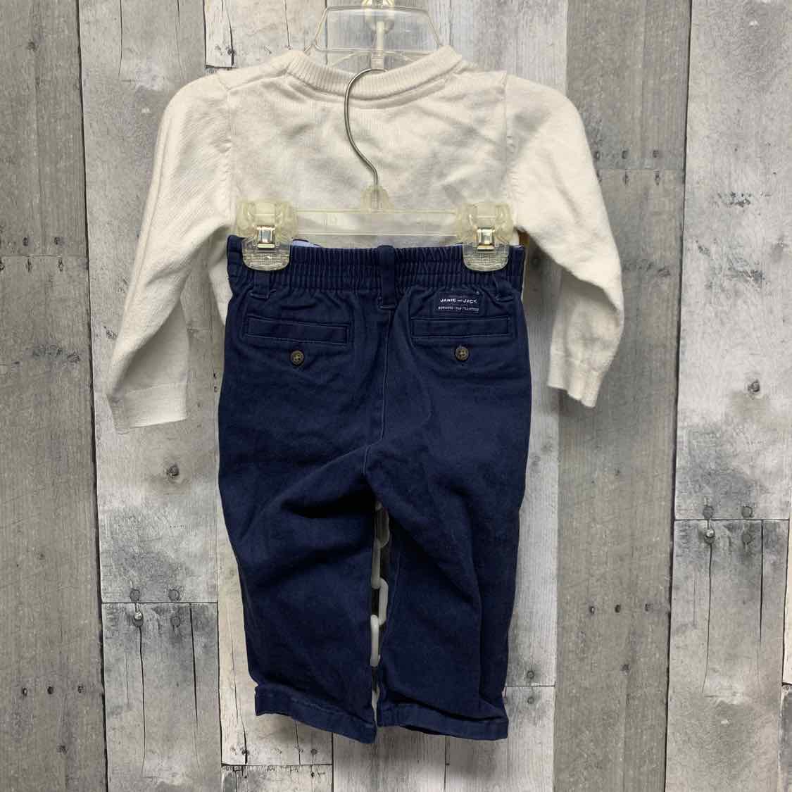 Size 12-18 Months White/Navy Janie & Jack Shirt/Pants