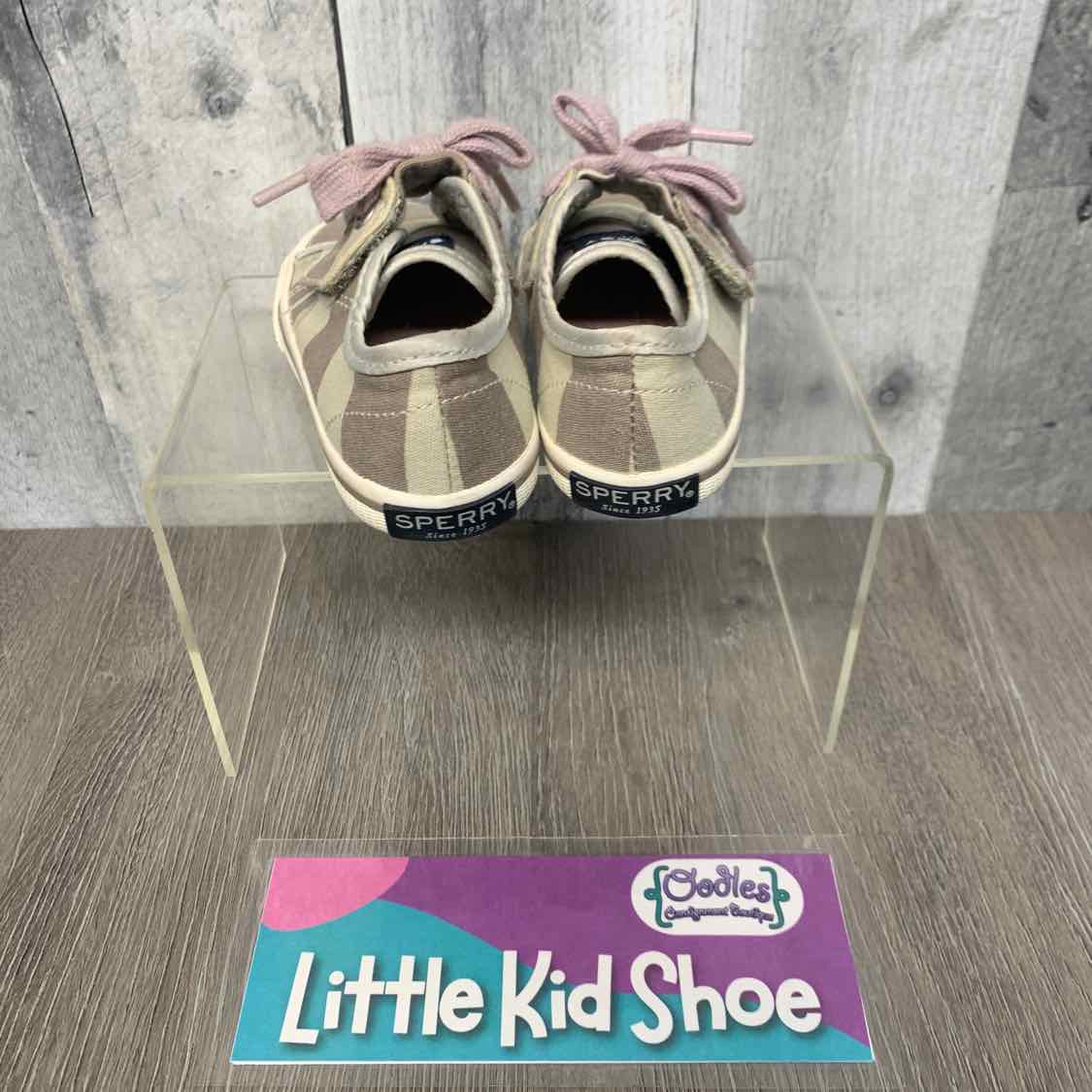 Size 6 Tan Striped Sperry Sneakers