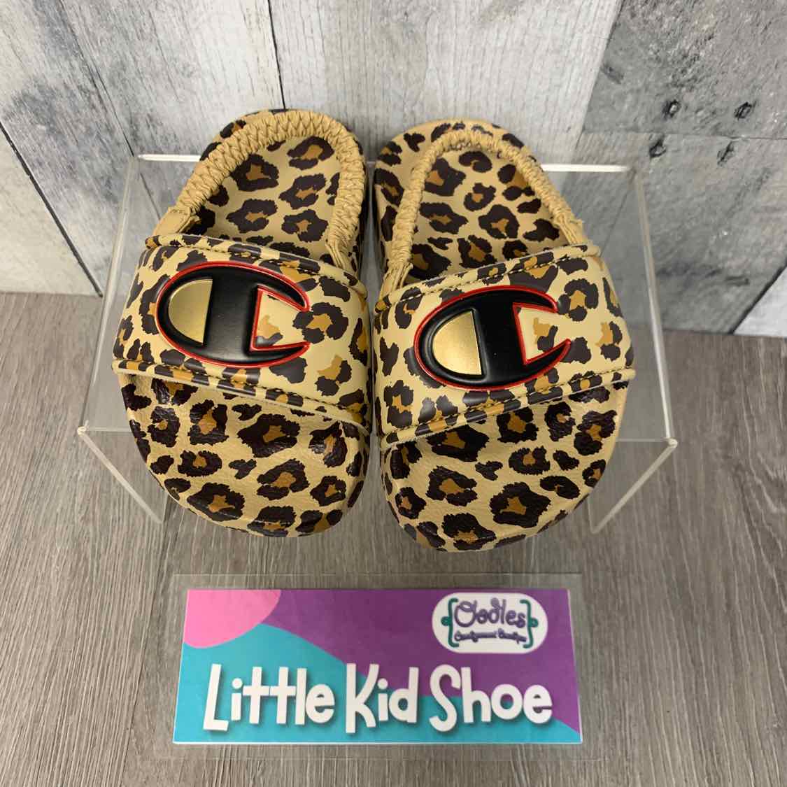 Size 4 Tan Animal Print Champion Sandals