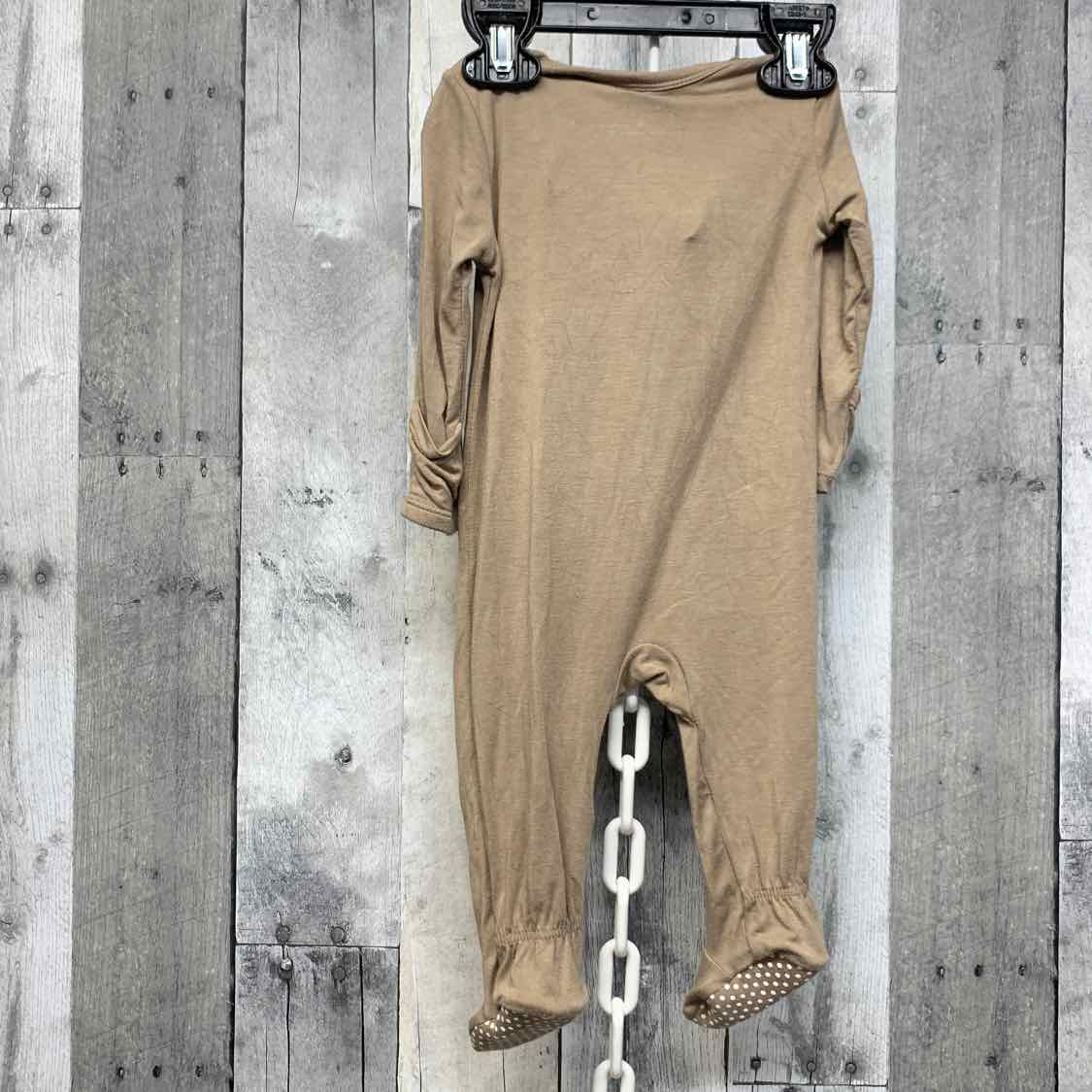 Size 3-6 Months Brown Bamboo Footy PJs - OodlesCB