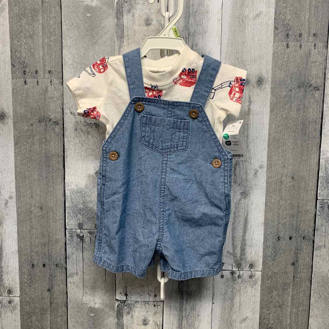 Size 3 Months White/Denim Carter's Shirt/Shorts