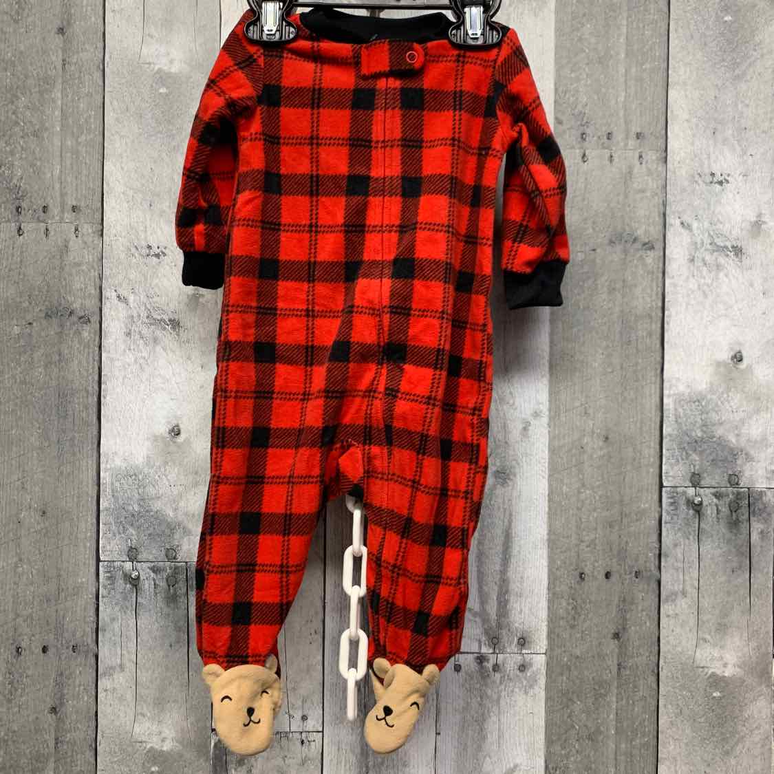 Size 6 Months Red Plaid Carter's Footy PJs