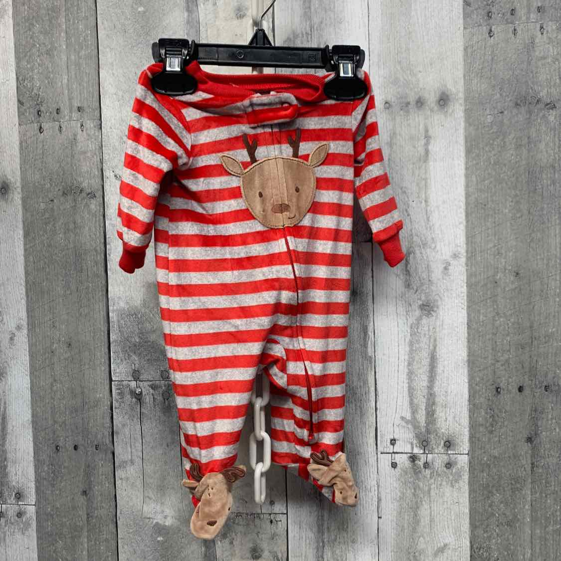 Size Newborn Red/Gray Just One You Footy PJs