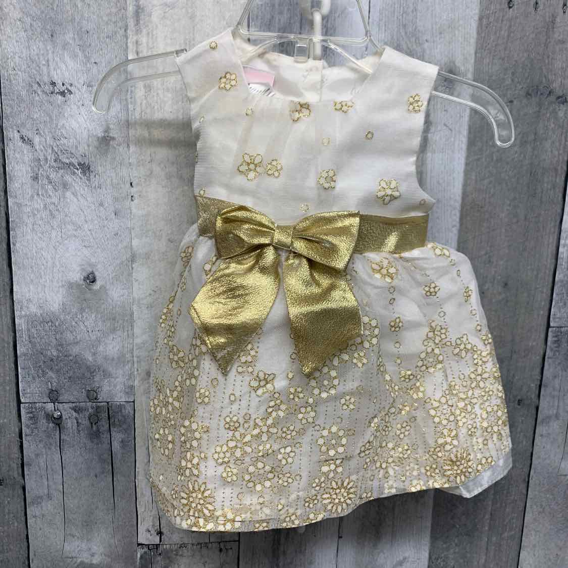 Size 3-6 Months White/Gold La Princess Dress - Party