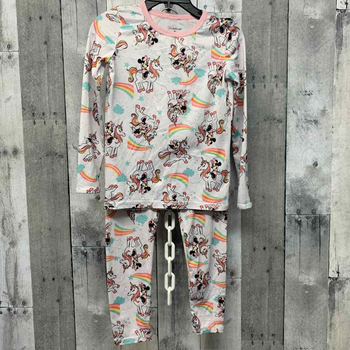 Size 4T White Print Disney 2pc PJs