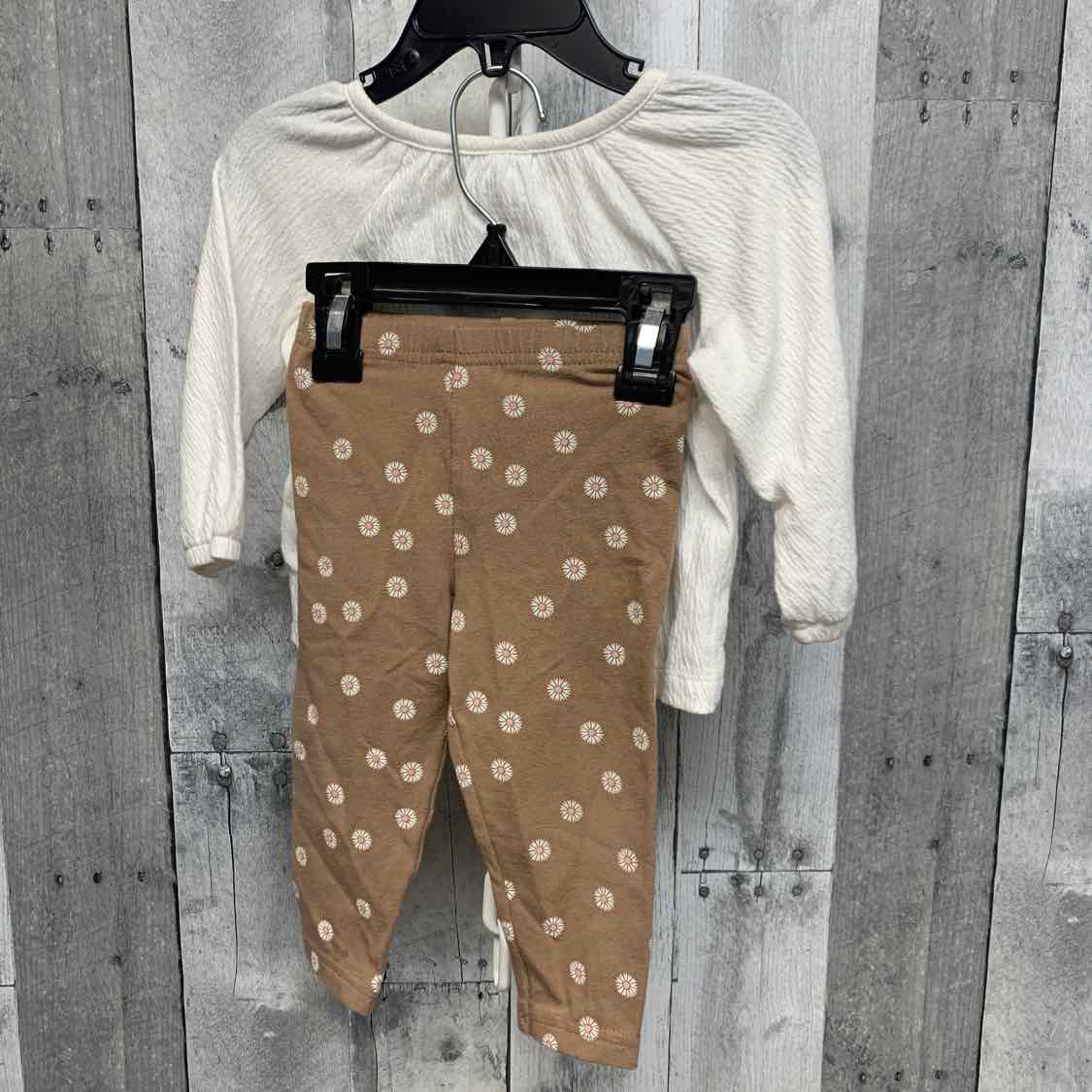 Size 12 Months White/Brown Carter's Shirt/Leggings