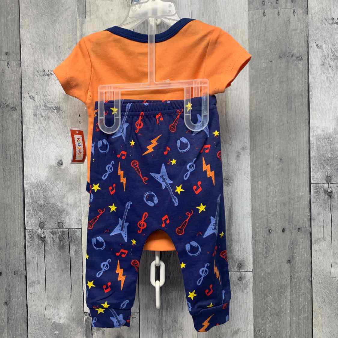 Size 6-9 Months Orange/Navy Kidgets Shirt/Pants