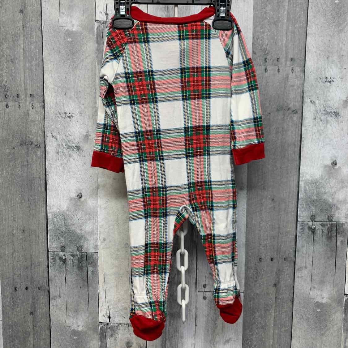 Size 3-6 Months White/Red Holiday Brands Footy PJs