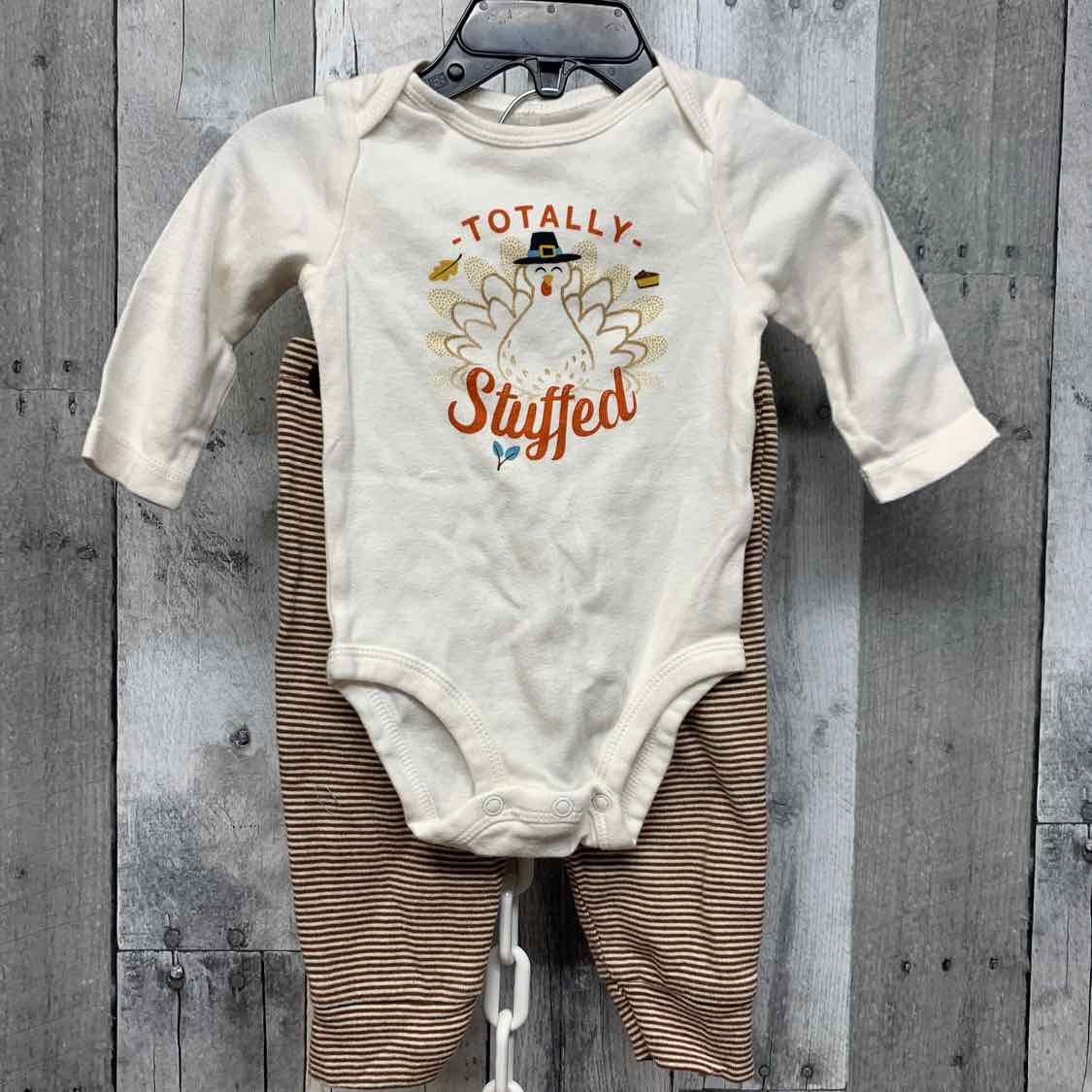 Size 6 Months Ivory/Brown Carter's Shirt/Pants