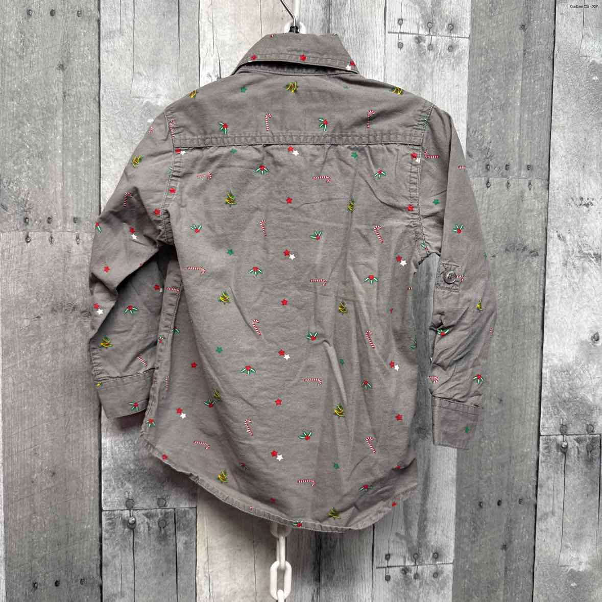 Size 2T Gray Print B Brand LS Button Up