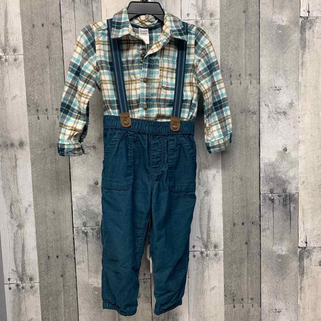 Size 24 Months Teal/White Carter's Shirt/Pants