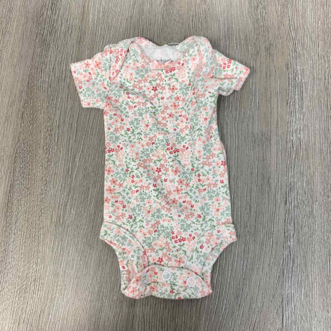 Size Preemie White Floral Print Carter's Bodysuit - OodlesCB