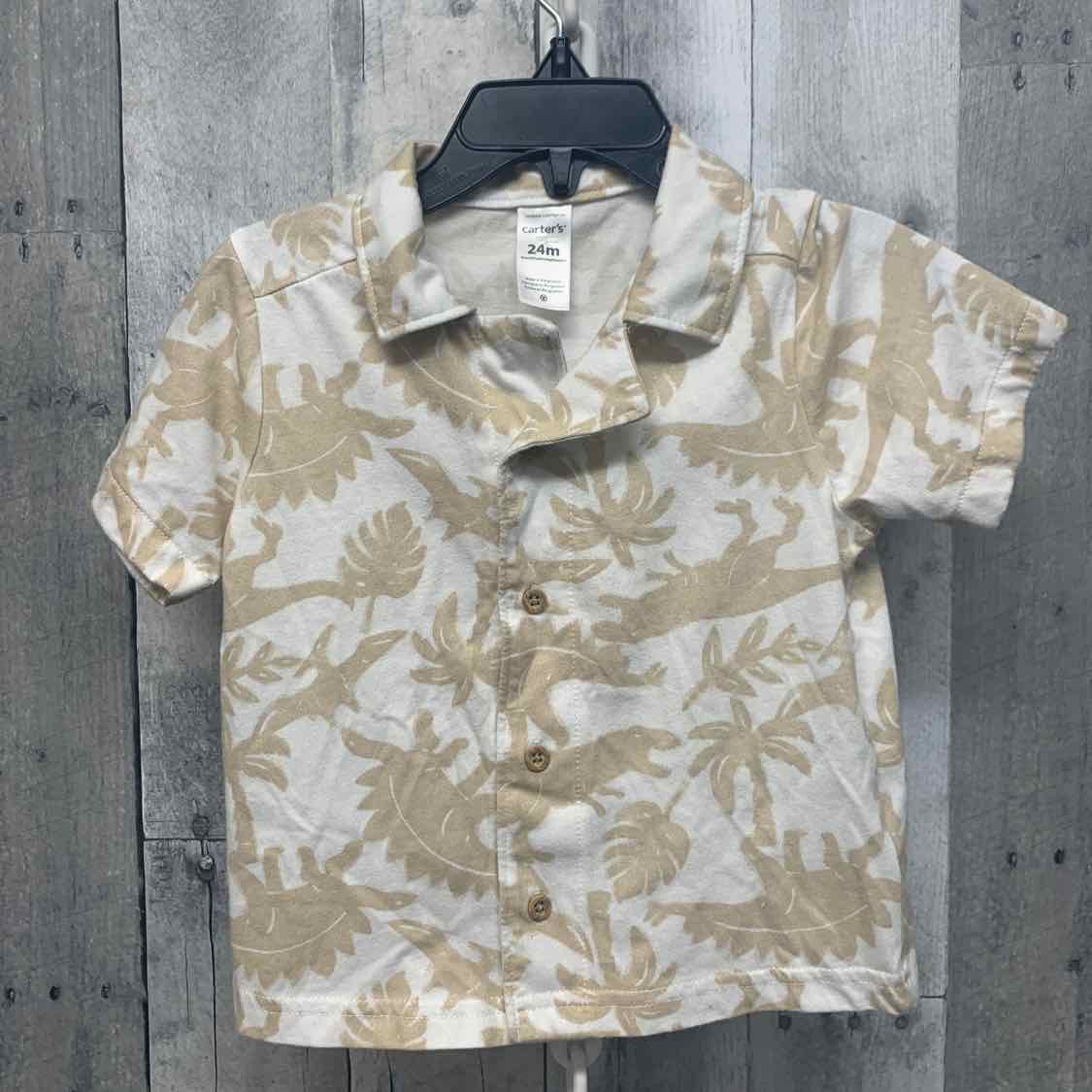 Size 24 Months Tan/White Carter's Button Up