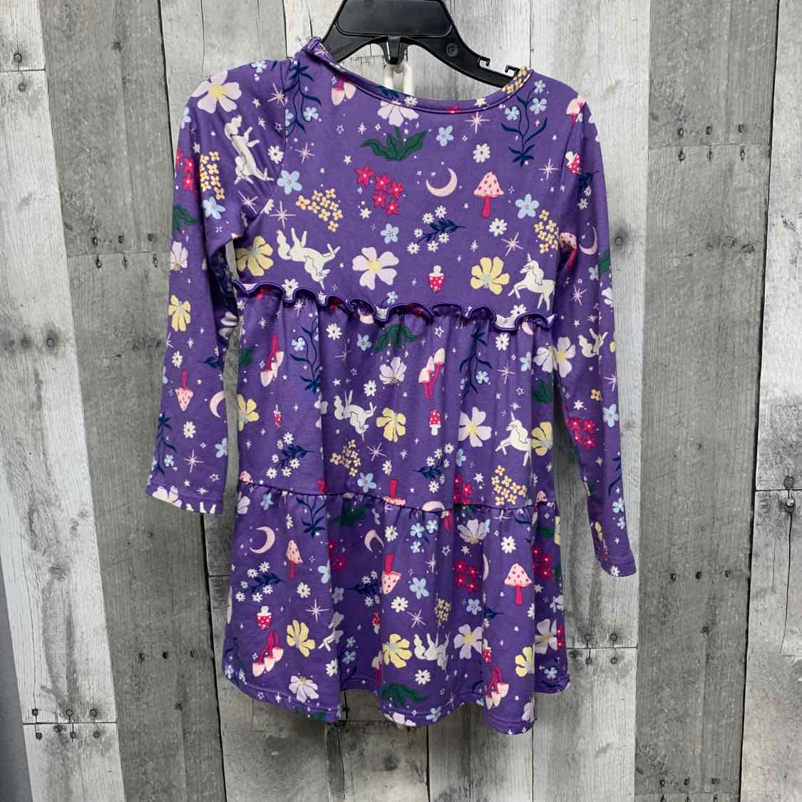 Size 3T Purple Print Members Mark LS Dress