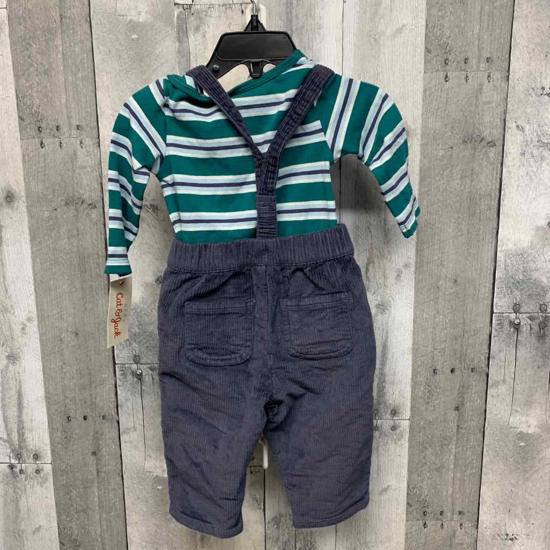 Size 3-6 Months Green/Navy Cat & Jack Shirt/Pants