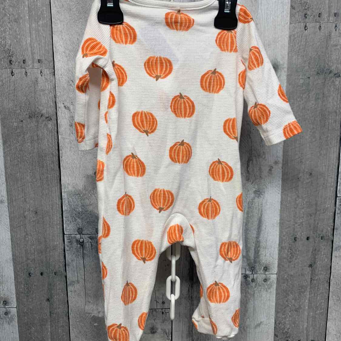 Size 3-6 Months White Print Child of Mine Footy PJs