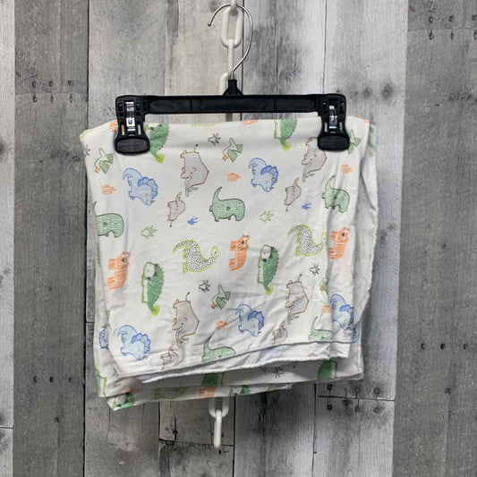 Generic White/Green Dinosaurs Blanket