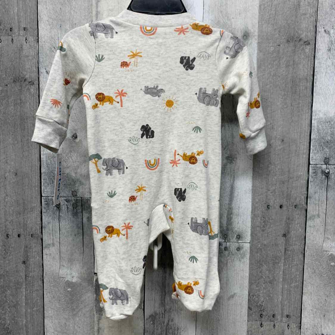 Size 3 Months Gray Print Just One You Footy PJs
