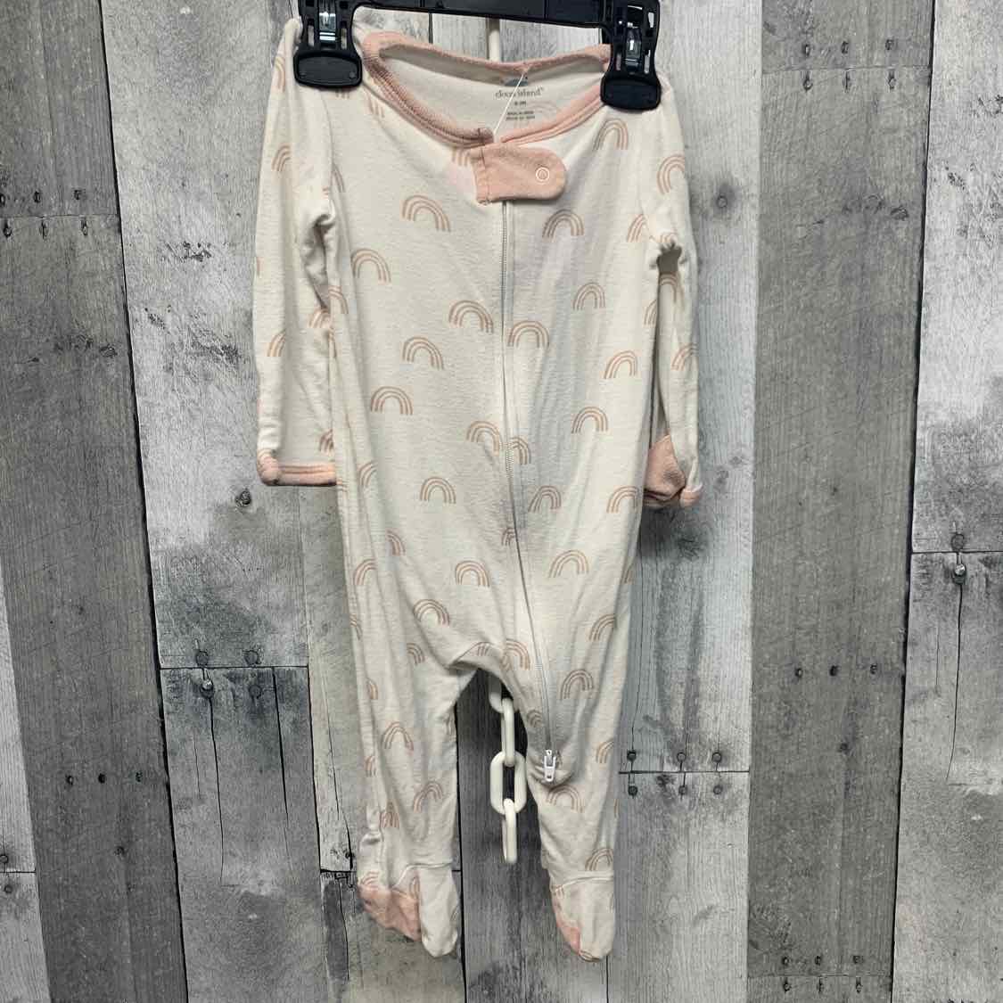 Size 0-3 Months White/Pink Cloud Island Footy PJs